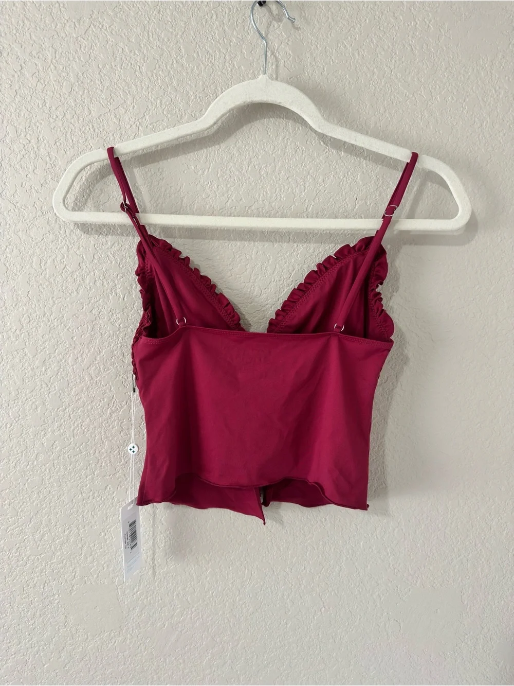 frankie’s bikinis penelope ruffle tie open front tankini bikini